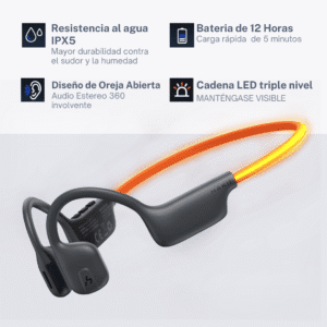Light - Audífonos Deportivos Bluetooth con Cadena LED