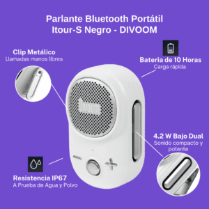 Itour-S Blanco - Parlante Bluetooth Portátil